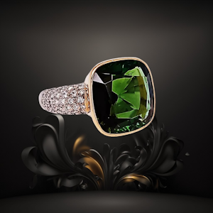 Green Tourmaline and Diamond Ring.