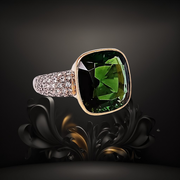 Green Tourmaline and Diamond Ring. - image 1