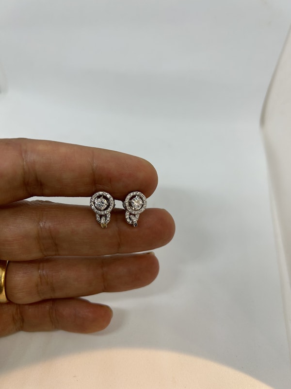 Modern diamond 18ct white gold earrings at Deco&Vintage Ltd - image 3