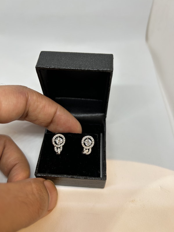 Modern diamond 18ct white gold earrings at Deco&Vintage Ltd - image 2