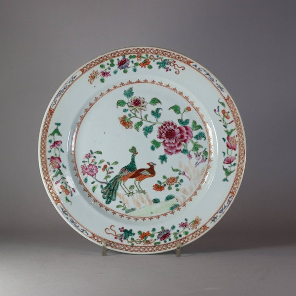 A Chinese famille rose 'double peacock' dish, Qianlong (1736-1795) - image 2