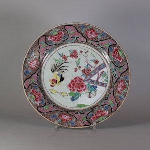 Chinese famille rose cockerel plate, Yongzheng (1723-35)