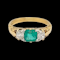 Antique emerald and diamond carved half hoop engagement ring SKU: 6178 DBGEMS - image 1