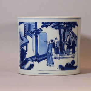 Chinese blue and white brush pot, Bitong, Kangxi (1662-1722), c.1700-15