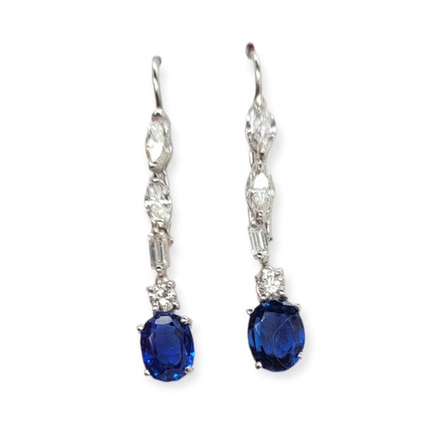 Sapphire and diamond drop earrings SKU: 6187 DBGEMS - image 1