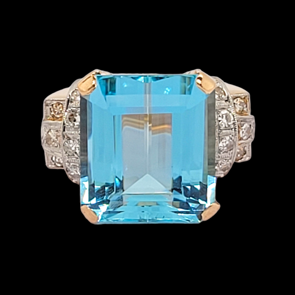 Fine Art deco aquamarine and diamond dress ring SKU: 6208 DBGEMS - image 2