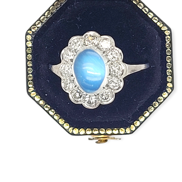 Antique moonstone and diamond cluster ring SKU: 6180 DBGEMS - image 1
