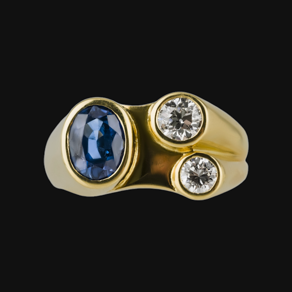 70'S Sapphire and Diamond Ring - image 4