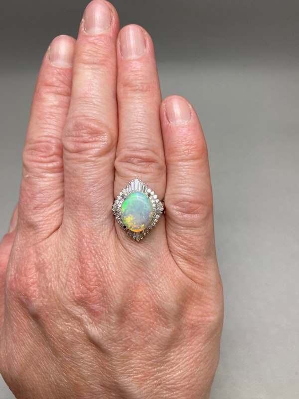 Opal Diamond Ring in Platinum date circa 1970, SHAPIRO & Co since1979 - image 2