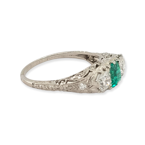 Art deco emerald and diamond engagement ring  SKU: 6235 DBGEMS - image 3