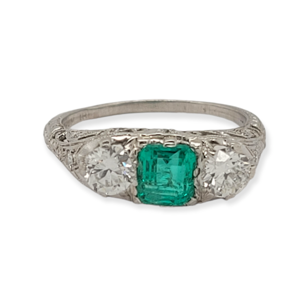 Art deco emerald and diamond engagement ring  SKU: 6235 DBGEMS - image 1