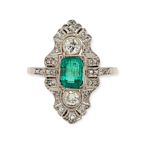 Art deco emerald and diamond dress ring  SKU: 6236 DBGEMS - image 1