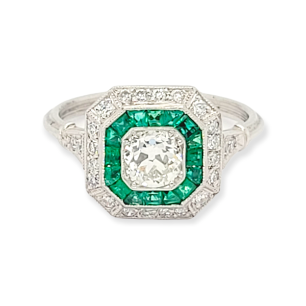 Emerald and diamond target engagement ring SKU: 6256 DBGEMS - image 1