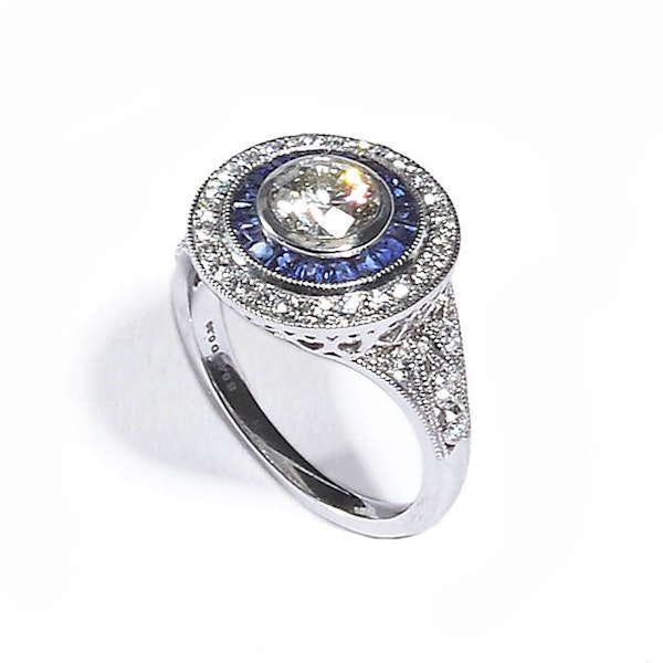 Sapphire, Diamond And Platinum Cluster Ring, 0.90ct - image 2