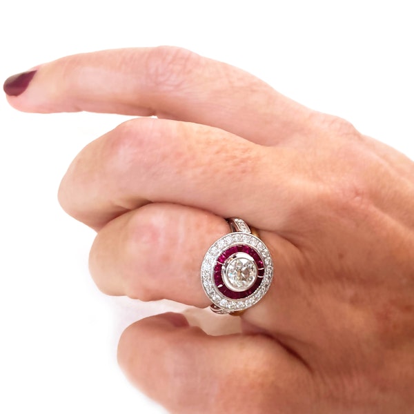 Ruby, Diamond And Platinum Cluster Ring, 0.93ct - image 4