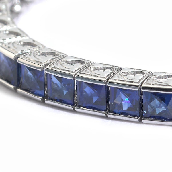 Sapphire And Platinum Line Bracelet, 9.47ct - image 2