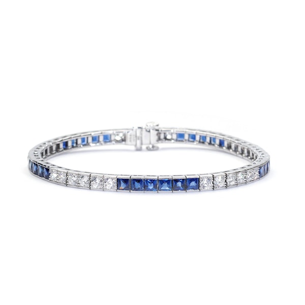 Sapphire, Diamond And Platinum Line Bracelet, 4.64ct - image 2