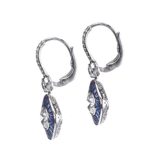 Sapphire, Diamond And Platinum Drop Earrings, 2.70ct - image 4