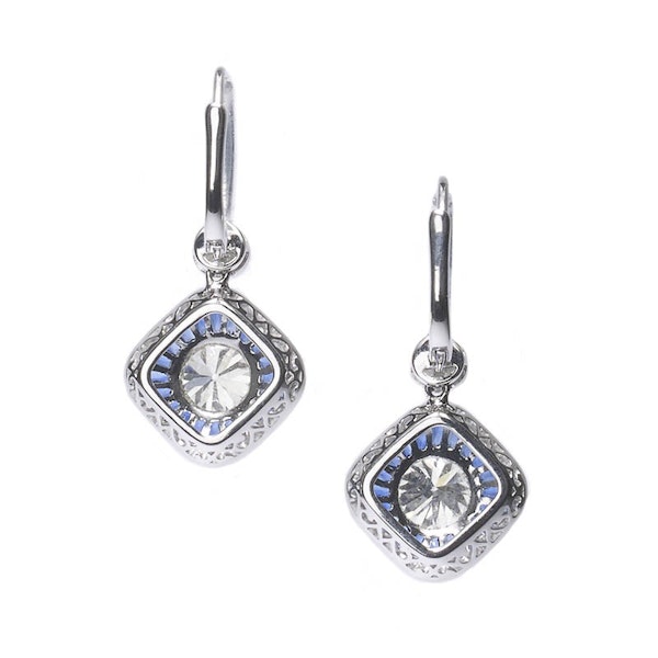 Sapphire, Diamond And Platinum Drop Earrings, 2.70ct - image 6