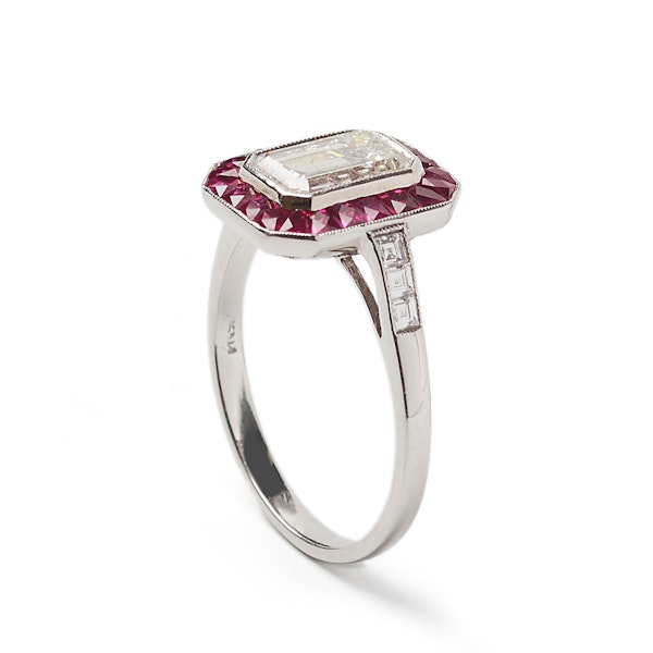 Ruby, Diamond And Platinum Cluster Ring, 1.52ct - image 2