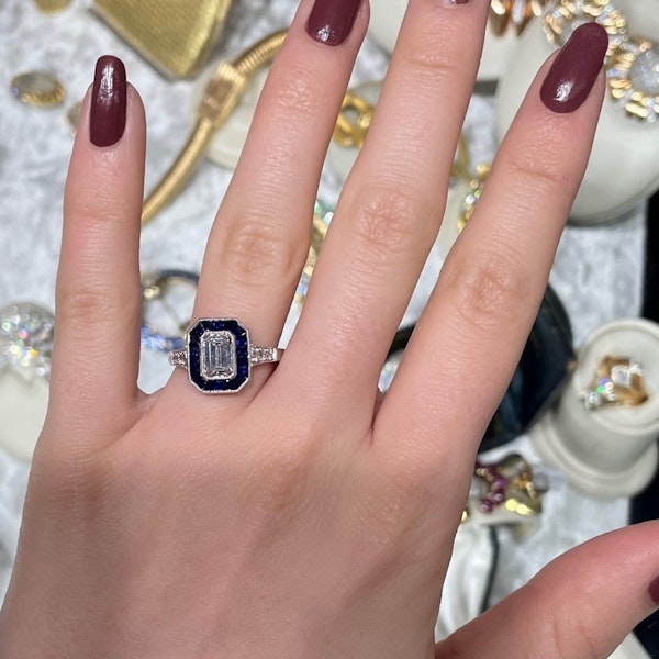 Sapphire, Diamond And Platinum Cluster Ring, 1.01ct - image 4