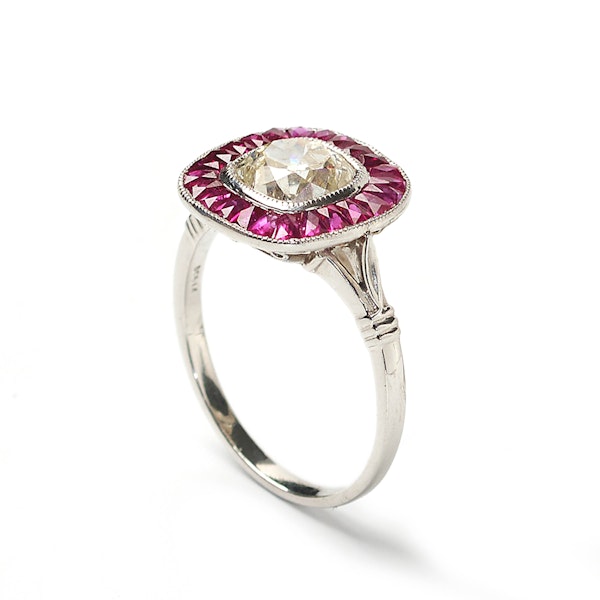 Ruby, Diamond And Platinum Cluster Ring, 1.32ct - image 2