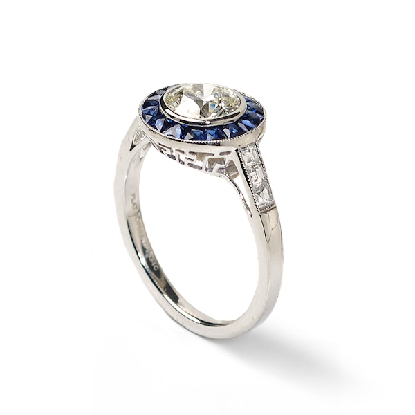 Sapphire And Diamond Platinum Cluster Ring, 1.00ct - image 2