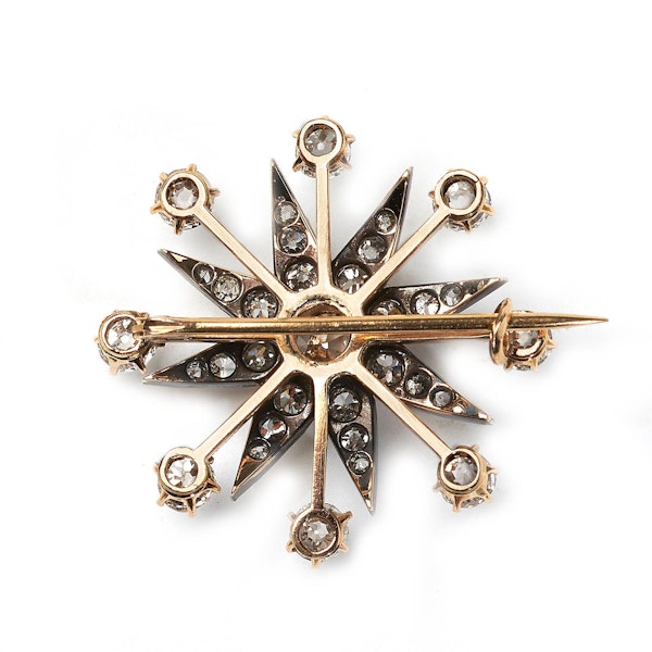 Antique Diamond, Silver And Gold Eight Ray Star Brooch, Circa 1900 - image 3
