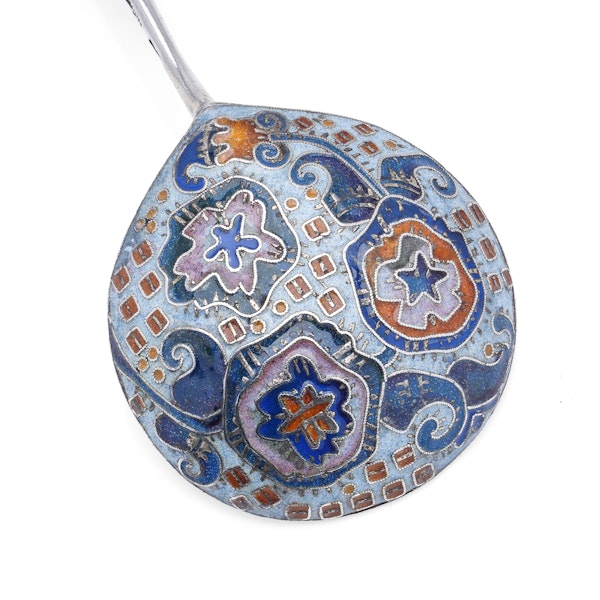 Fabergé Sliver Guild and Shaded Cloisonné enamel Spoon,Moscow c.1910 by Feoder Ruckert. - image 5