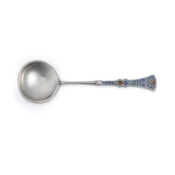 Fabergé Sliver Guild and Shaded Cloisonné enamel Spoon,Moscow c.1910 by Feoder Ruckert. - image 1