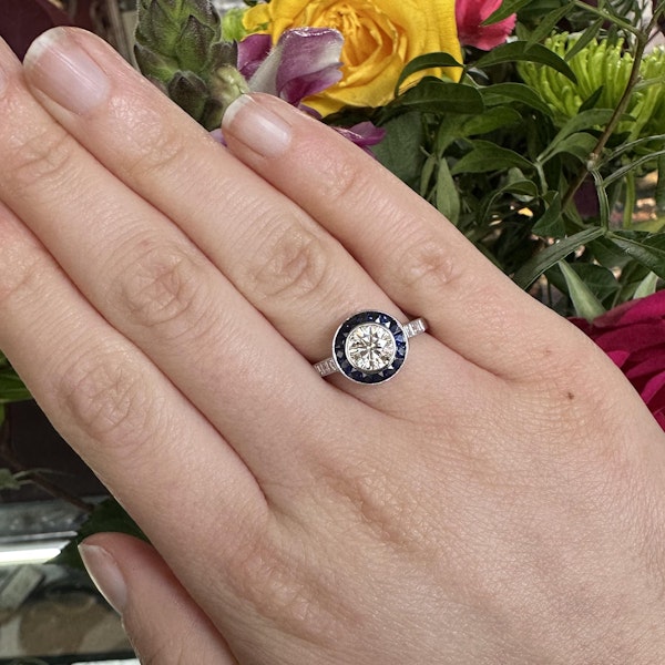 Sapphire And Diamond Platinum Cluster Ring, 1.00ct - image 5