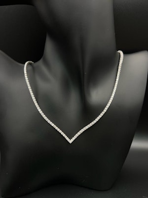 6.06ct V Shape diamond tennis necklace