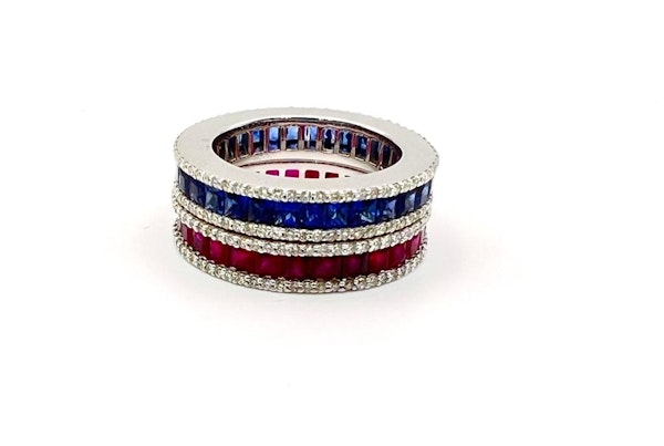 Unique Blue Sapphire&Diamond Eternity Ring - image 2