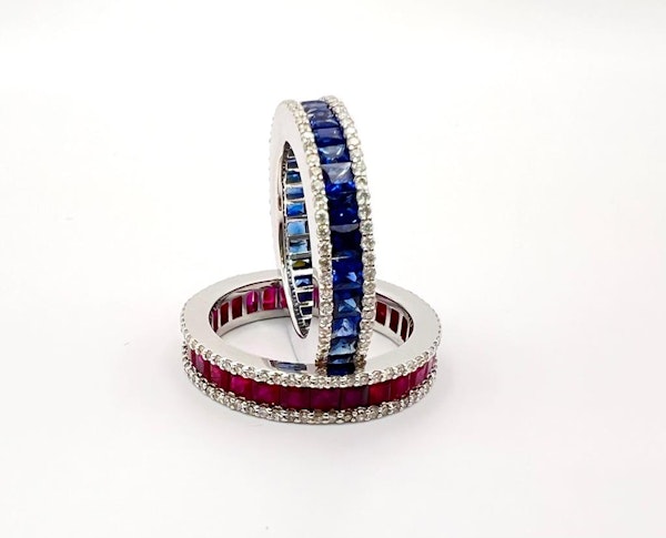 Unique Blue Sapphire&Diamond Eternity Ring - image 1