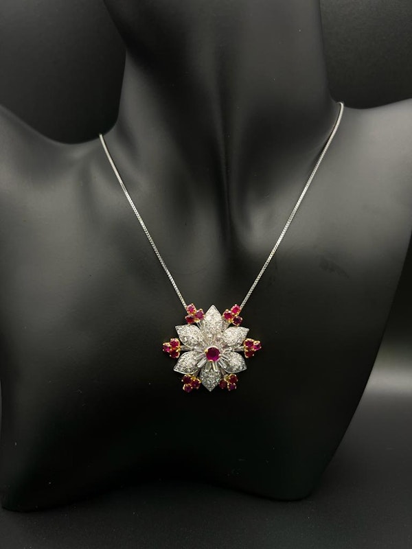 Beautiful Flower Ruby&Diamond Pendant - image 1