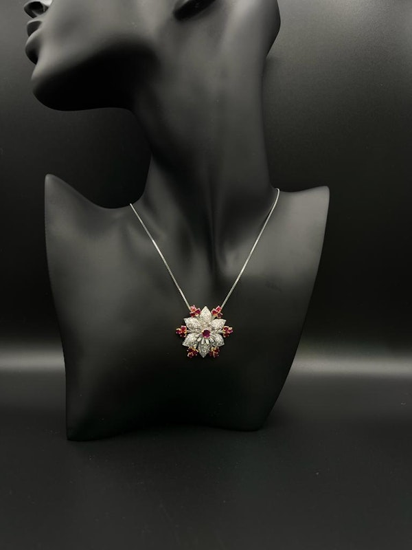 Beautiful Flower Ruby&Diamond Pendant - image 3