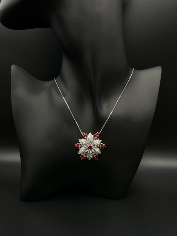 Beautiful Flower Ruby&Diamond Pendant - image 2