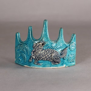 Rare Chinese turquoise 'five peak mountain' brush rest, Kangxi (1662-1722)