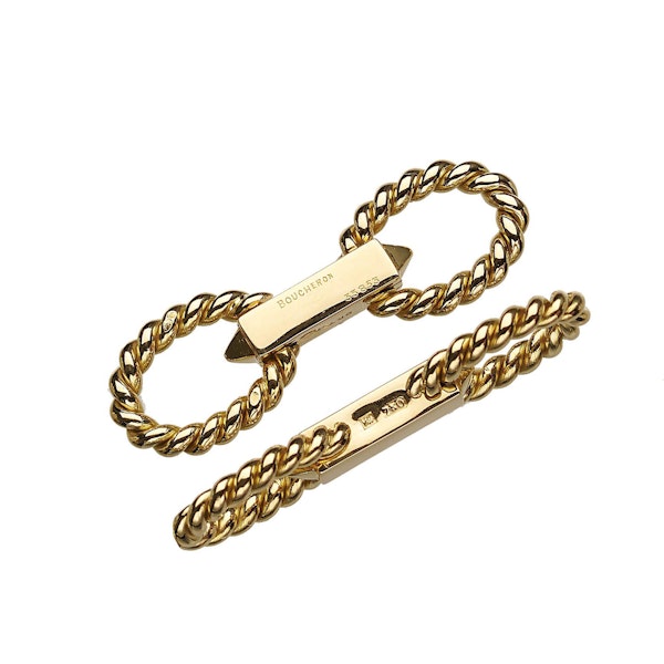 Vintage Boucheron Gold Twisted Rope Cufflinks, with Case, Circa 1985 - image 2