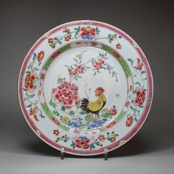 Chinese famille rose 'cockerel' plate, Qianlong (1736-95) - image 1