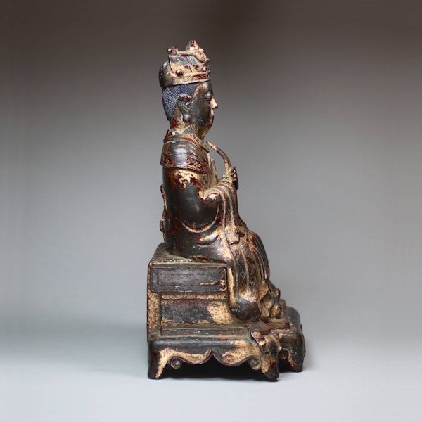 Chinese gilt-lacquer bronze figure of the Daoist deity Wenchang Wang, late Ming (1368-1626) - image 5