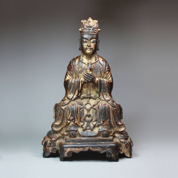 Chinese gilt-lacquer bronze figure of the Daoist deity Wenchang Wang, late Ming (1368-1626) - image 2