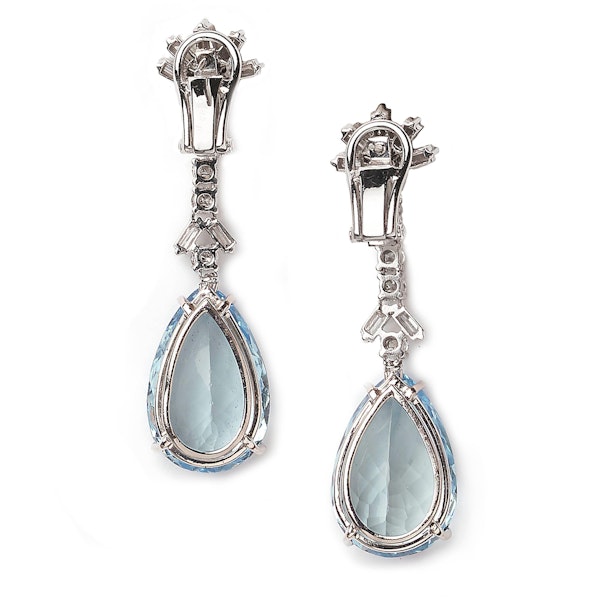 Vintage Aquamarine, Diamond And White Gold Drop Earrings, Circa 1960 - image 5