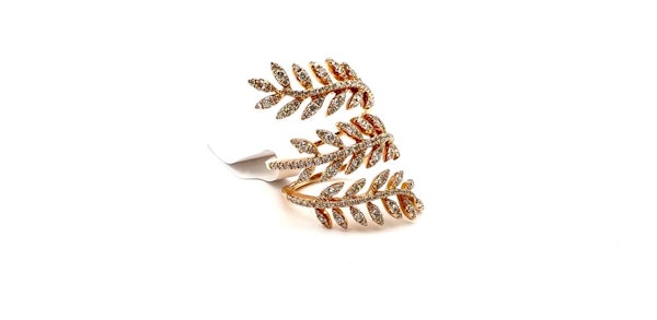Beautiful Diamond Leaf Ring In Rose Gold - image 4