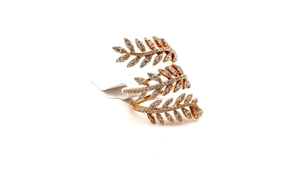Beautiful Diamond Leaf Ring In Rose Gold - image 2
