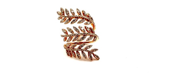 Beautiful Diamond Leaf Ring In Rose Gold - image 1