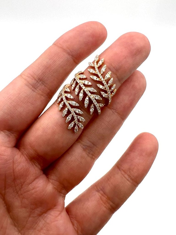 Beautiful Diamond Leaf Ring In Rose Gold - image 3