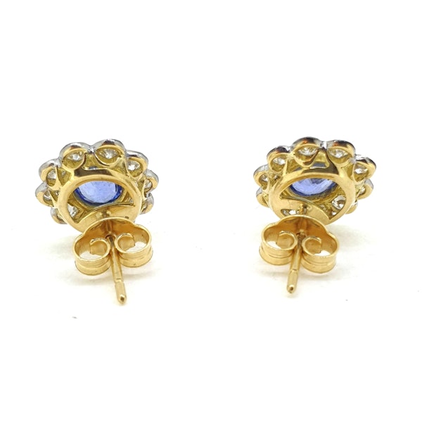 Sapphire and diamond cluster earrings - image 2