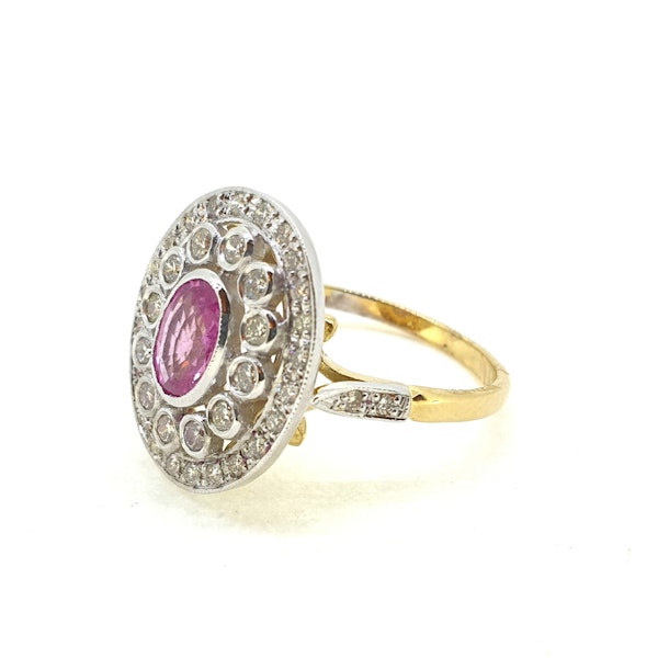 Pink sapphire and diamond ring - image 2