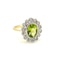 Oval Peridot and Diamond cluster ring - image 2